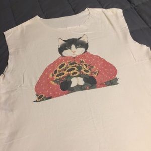 Vintage 1990s sunflower Cat tank